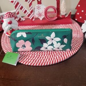 kate spade Green Floral Pencil Case